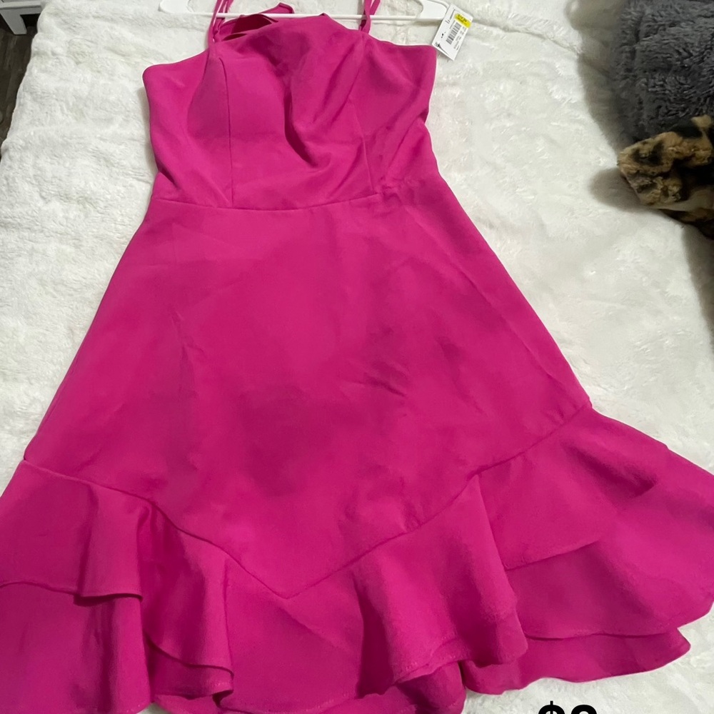 Vibrant Pink Ruffle Mini Dress